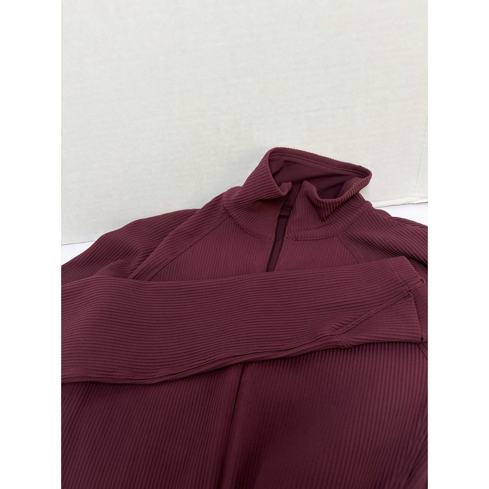 Athleta Alicia Keys Goddess Red Rib Long Sleeve Zip Up Bodysuit Jumpsuit Sz XS